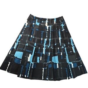 Express Women's A-Line Pleated Black Blue White Skirt Size 0